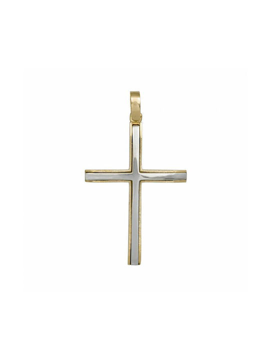 Herren Gold Kreuz 14K Αρραβώνα Δίχρωμος Ανδρικός