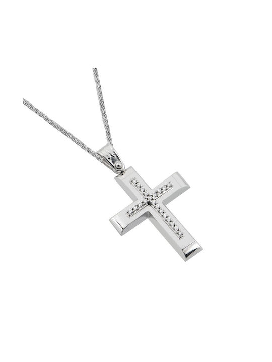 Weißgold Kreuz 14K mit Kette