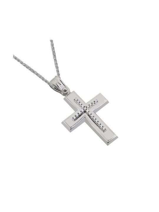 Weißgold Kreuz 14K mit Kette