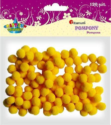 Titanum Pom Pom Craft Yellow with Diameter 10mm Set of 120pcs
