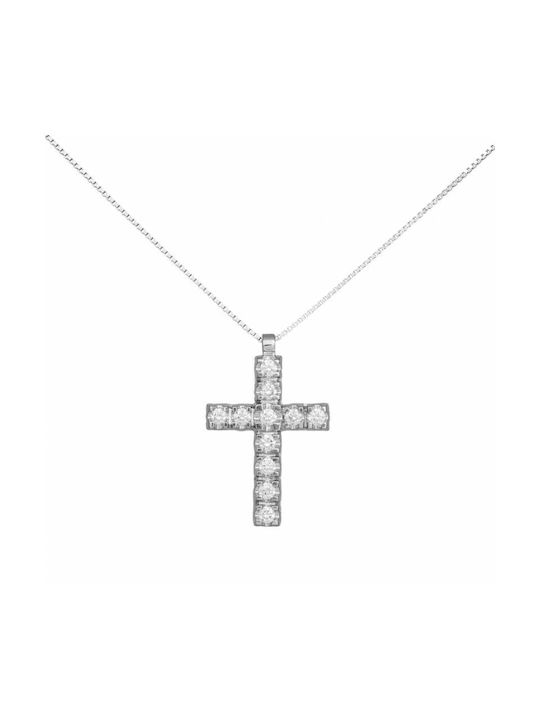 Women's White Gold Cross 18K with Chain