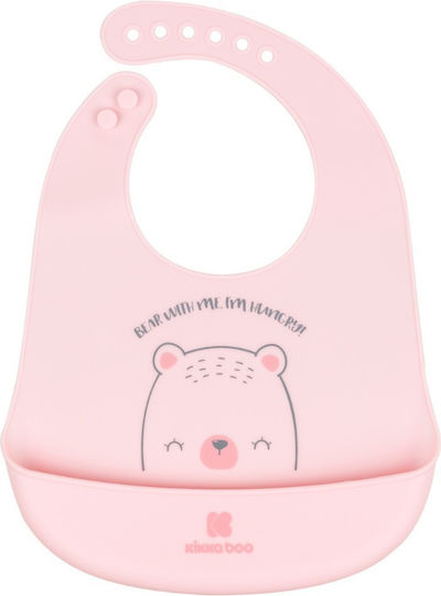 Kikka Boo Bib Bear Me Waterproof Bib Silicone with Button & Pocket Pink