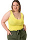 Potre Damen Sommer Crop Top mit Trägern & V-Ausschnitt Yellow