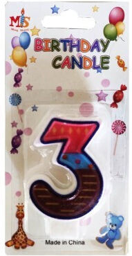 Νο.3 Birthday Candle Number Multicolored 12pcs (Μiscellaneous Designs/Colors) f6bd491ce88c