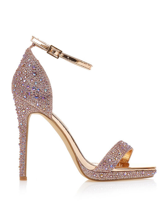 Tsoukalas Sandalen aus Lackleder mit Strass Bronze