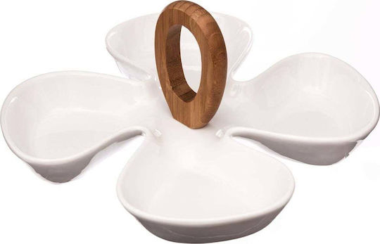 Artpol Porcelain Dessert Divided Serving Plate with 4 Slots White Ø28cmxY12cm