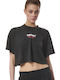 Body Action Damen Crop T-shirt Schwarz