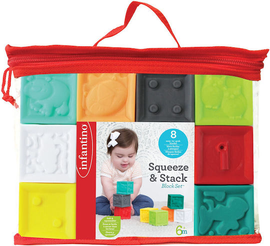 Infantino Cuburi Squeeze & Stack Pentru 6+ Luni 8 Bucăți