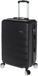 Diplomat Cabin Travel Suitcase Hard Black with 4 Wheels Height 52cm