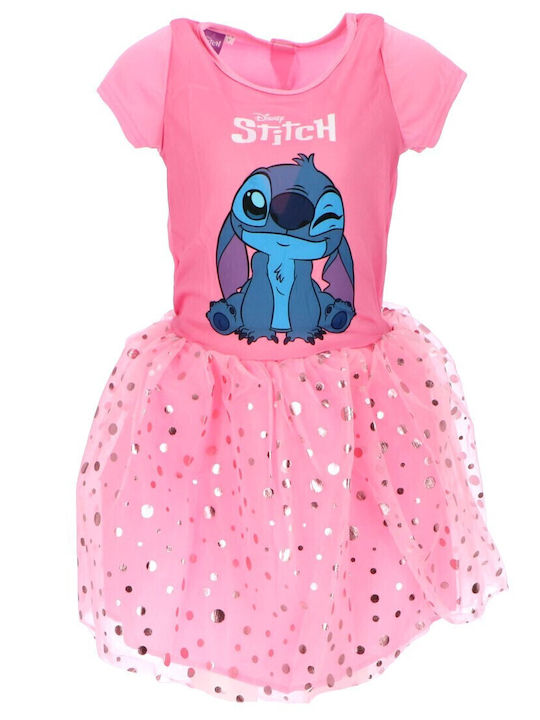 Lilo & Stitch Girls Dress Short Sleeve Tulle Pink