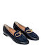 Patent Leather Women's Moccasins in Blue Color