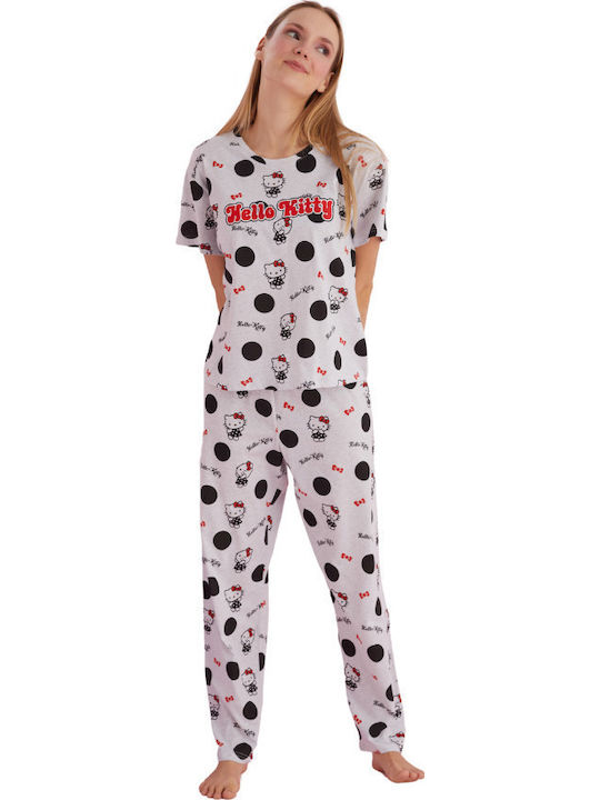 Hello Kitty Set Pijamale pentru Femei Light Gray