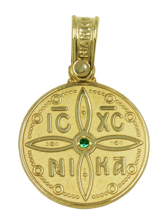Roloi Kaliamanis Pendant Kids Talisman Double Sided Konstantinato made of Gold 14K PM1256