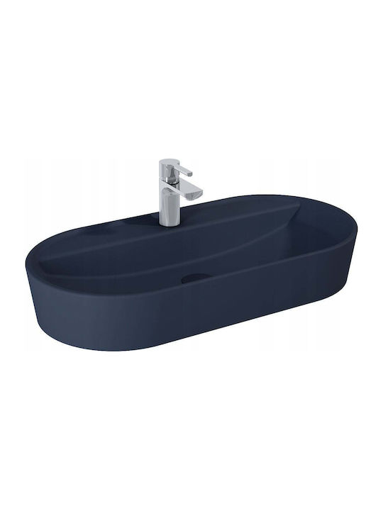 Επικαθήμενος Νιπτήρας Κεραμικός 82x42cm Blue