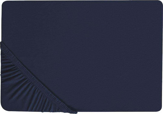 Beliani for Single Bed 90x200+30cm with Elastic Navy Blue