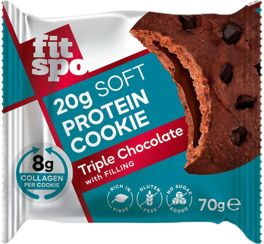 Fit Spo Biscuiți Proteine Ovăz Soft Protein Cookie Cu chipsuri și umplutură ciocolată triplă Fără Zahăr 10buc 70gr
