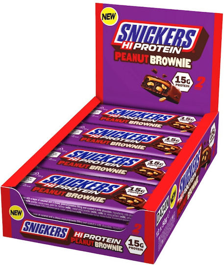 Snickers Hiprotein Batoane cu 15gr Proteină & Aromă Peanut Brownie 12x50gr