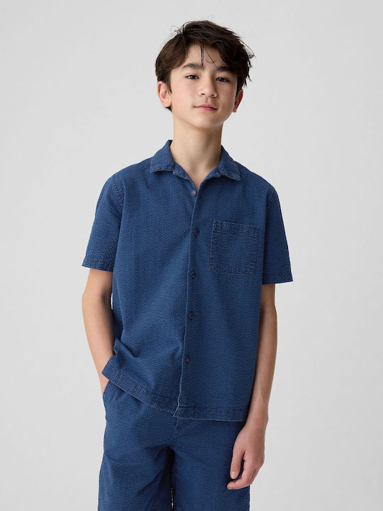 GAP Kids One Color Shirt Blue Oxford