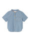 Kinder Gestreift Hemd Kurzarm Denim Light Blue
