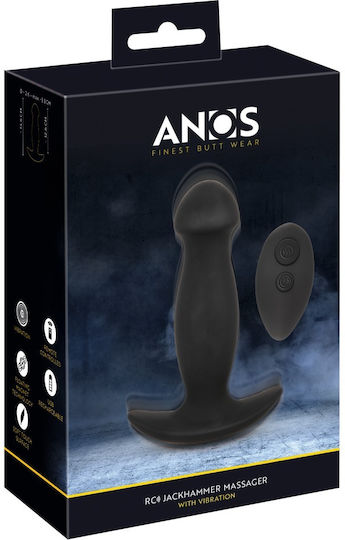 Anos Jackhammer Massager Anal Plug with Wireless Functionality and Vibration Medium Black