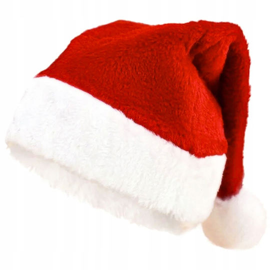 Weihnachts-Kappen Rot mit Muster Weihnachtsmann 31x50cm.