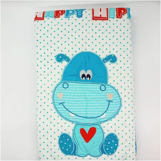 Nima Happy Hippo Pătură pentru bebeluși Bumbac Albastru deschis 110x150cm