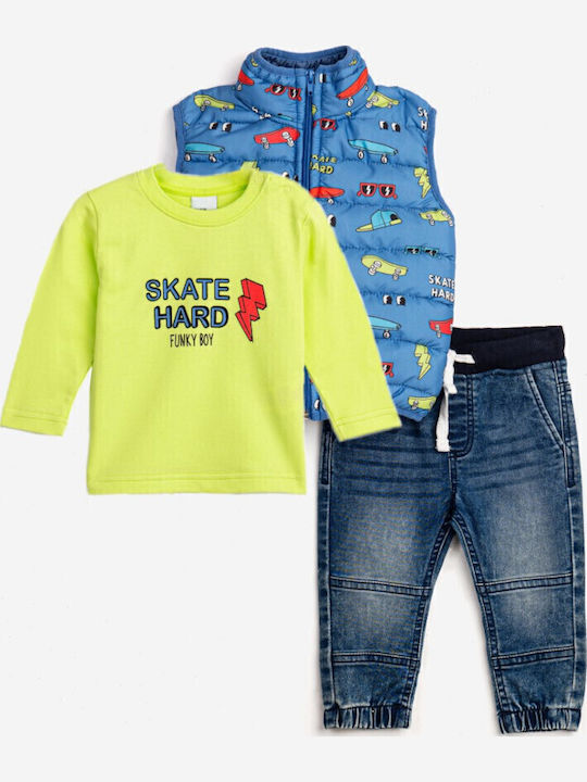 Funky Kids Clothing Set with Pants Blue 3 Pieces