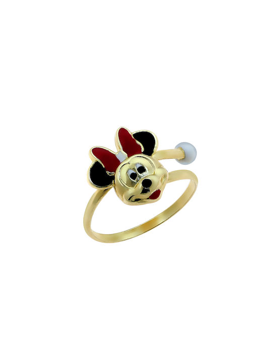 Δαχτυλίδι Minnie Mouse Χρυσός Κ9 Σμάλτο P-68603 Κίτρινο Χρυσό K9