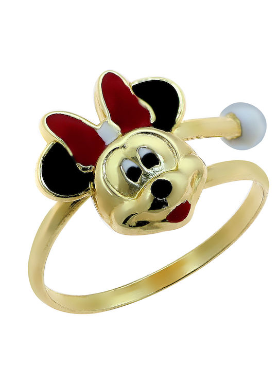 Minnie Maus Ring Gold K9 Emaille P-68603 Gelbgold K9