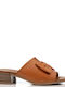Mago Shoes Chunky Heel Leather Mules Brown