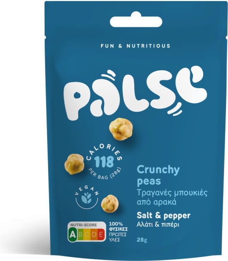 Palse Τραγανές Μπουκιές Crunchy Peas από Αρακά με Αλάτι & Πιπέρι 28gr