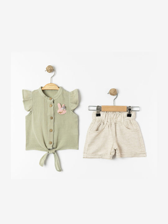 Trendy Shop Kinder Set mit Shorts Sommer 2Stück beige