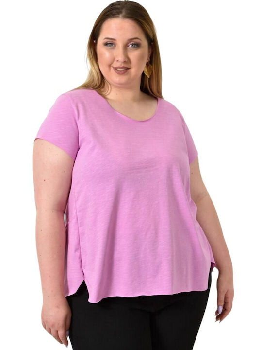 Potre Damen Bluse Baumwoll Kurzärmelig Pink