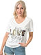 Love Damen T-Shirt Tierdruck White