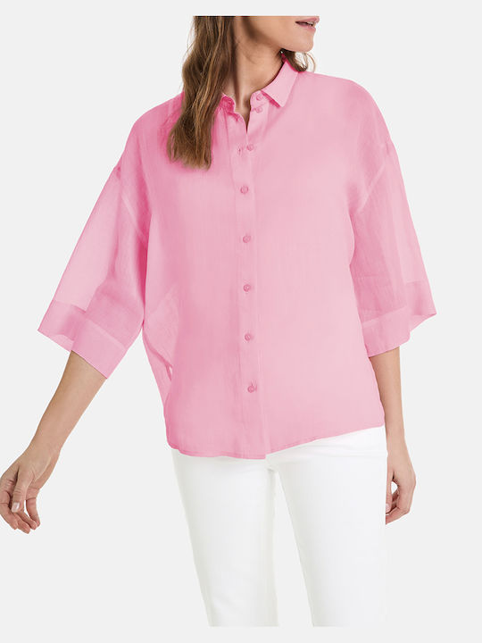Gerry Weber Women's Summer Blouse Linen with 3/4 Sleeve Pink