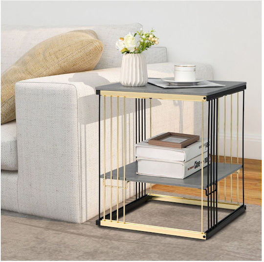 Square Side Table Wooden Metal M39xL39xH45cm