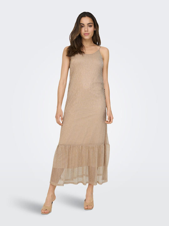 Only Maxi Dress with Ruffle Gold