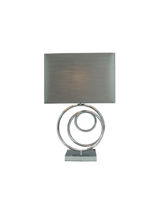 Inart Material textil Lampă de masă pentru Soclu E27 cu Umbrelă și Bază Argint