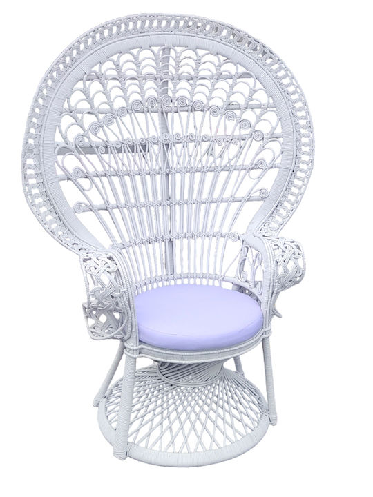 Rattan Outdoor Armchair Dorothy with Cushion White 115x57x150cm