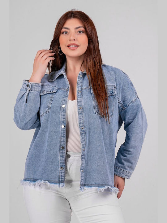 Lovesize Jachetă de femei din denim Albastru