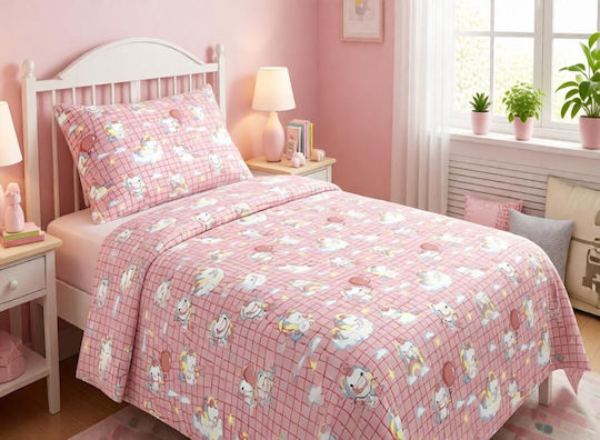 MayHome Polycotton Conținut set Husă de pilotă pentru copii Semi-dublă cu față de pernă Roz 180x240cm