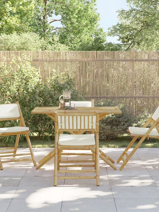 Outdoor-Stuhl Bamboo Cream mit Kissen 4Stück 59x51x87εκ.