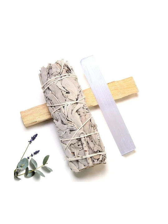 Energy Cleansing Meditation Set Palo Santo Φασκόμηλο Ράβδος Σεληνίτη