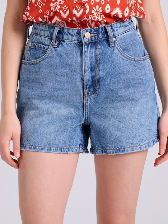 Funky Buddha Women's Jean High-waisted Shorts Blue