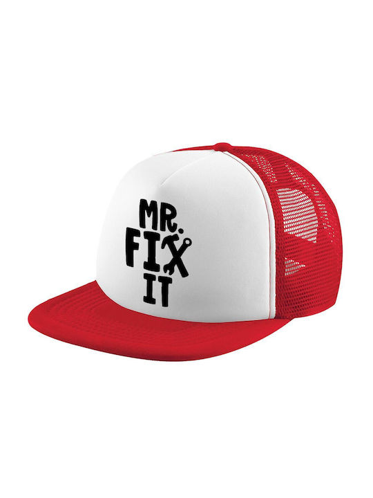 Koupakoupa Kids' Hat Jockey Fabric Mr Fix It White