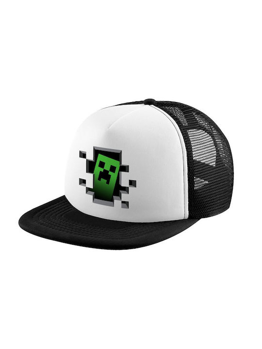Koupakoupa Παιδικό Καπέλο Jockey Υφασμάτινο Minecraft Creeper Λευκό