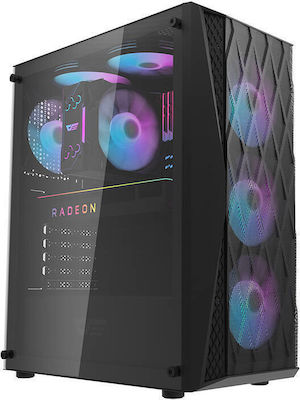 Darkflash DK352 Mesh Gaming Midi Tower Κουτί Υπολογιστή με Πλαϊνό Παράθυρο και RGB Φωτισμό Μαύρο