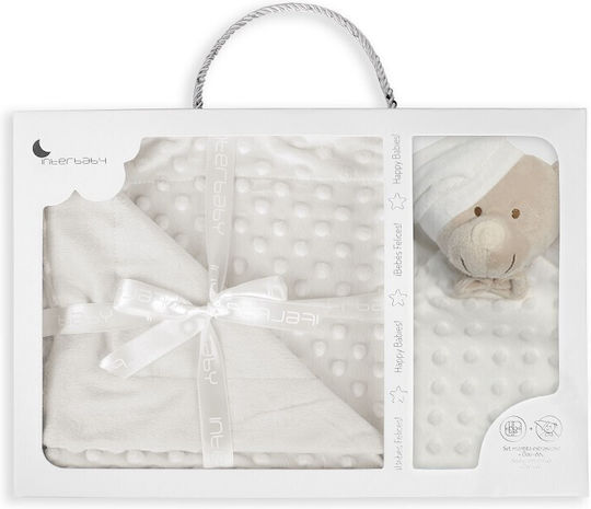Interbaby Κουβέρτα Αγκαλιάς & Λίκνου Set Extrafort Βελουτέ Γκρι Beige 80x110εκ.
