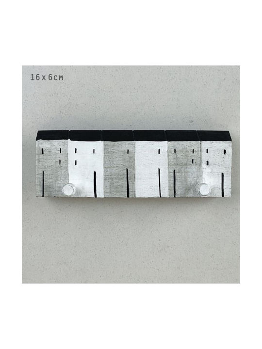 Synchronia Κρεμάστρα Τοίχου Ξύλινη 2 Θέσεων Γκρι 5.5x16.2cm
