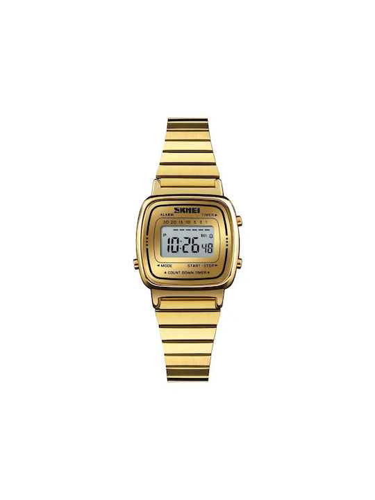 Skmei 1901 Digital/Analog Watch with Gold Metal Bracelet